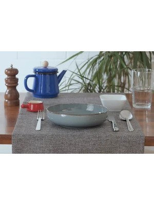 Vivense Massarelli Düz Keten Runner, Açık Gri