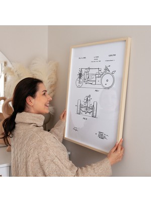 Pegziz Traktör Patent Çizimi Poster Çerçeveli Tablo