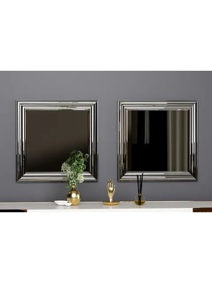 Vivense Mone Bale Ikili Dekoratif Dresuar Aynası, Gümüş Çerçeve