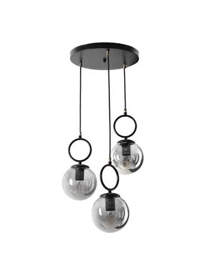 Vivense Lumexx Morino Üçlü Tepsili Füme Camlı Siyah Sarkıt