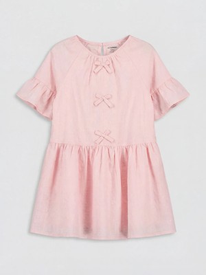 LC Waikiki Lcw Kids Pembe Kız Çocuk Volanlı Elbise