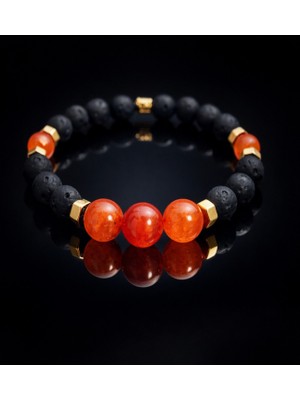 Asteria Elite Lav Taşı ve Turuncu Akik Nazar Koruyucu Enerji Bilekliği