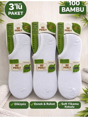 Sneaker Görünmez , Beyaz Çorap Bayan 3'lü