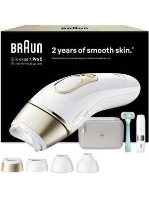 Braun IPL Silk·expert Pro 5, Evde Lazerle Tüy Alma, Mini Yüz Tüy Alma Cihazı, 4 Başlık, PL5412