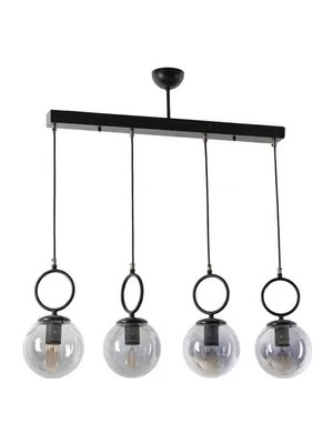 Vivense Lumexx Morino Dörtlü Sıralı Füme Camlı Siyah Sarkıt