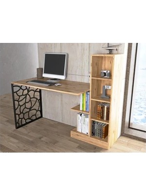 Vivense Elektra Kitaplıklı Çalışma Masası, Atlantik Çam Siyah