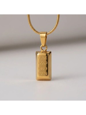 Liyona Gold Külçe Çelik Kolye