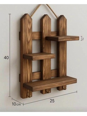 Askılı Dekoratif Ahşap Duvar Rafı 🪵 Anahtarlıklı Antre Rafı | Doğal Ahşap Organizer Raf Ev Dekoru