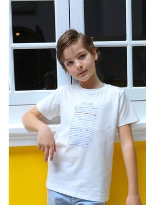 Mutlu Kids Erkek Çocuk Sırt Baskılı Pamuklu Kısa Kol Tişört