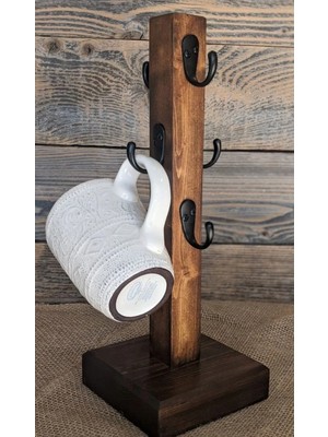 Dekoratif Ahşap Kupa Askılığı – 4’lü Kupa Standı