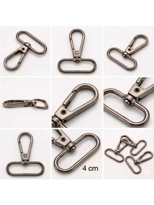 Metal Dönerli Papağan Kanca - 4 cm Çanta ve Anahtarlık Aparatı 10 Adet