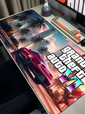 Charmbi Gta Vı Temalı  Mouse Pad – 40X90 Büyük Gaming Mousepad, Kaymaz Taban Oyuncu
