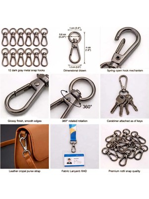 Metal Dönerli Papağan Kanca - 1 cm Çanta ve Anahtarlık Aparatı 20 Adet