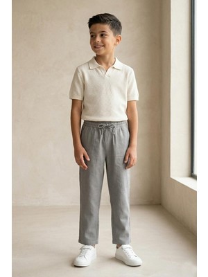 Mutlu Kids Keten Beli Lastikli Rahat Kalıp Erkek Çocuk Pantolon