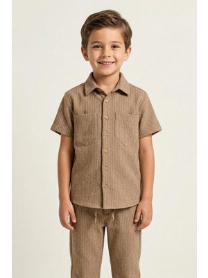 Mutlu Kids Erkek Çocuk Kısa Kollu Çizgili Gömlek