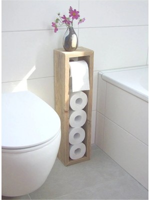 Doğal Ahşap Wc Kağıtlık – Dekoratif Tuvalet Kağıtlığı Banyo Aksesuarı Ahşap Kağıt TUTUCU(60X15)