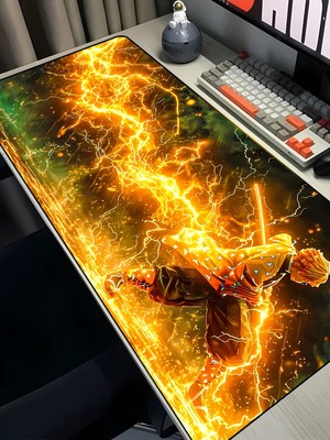 Charmbi Demon Slayer Zenitsu 40X90 Gaming Mouse Pad – Kaymaz Taban Büyük Boy Oyuncu Mousepad