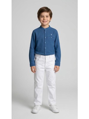 Mutlu Kids Erkek Çocuk Nakışlı Regular Fit Gabardin Pantolon