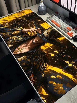 Charmbi Mihawk, One Piece Gaming Mouse Pad 40X90 Xxl Mousepad, Large Desk Mat, Non Slip Keyboard Pad