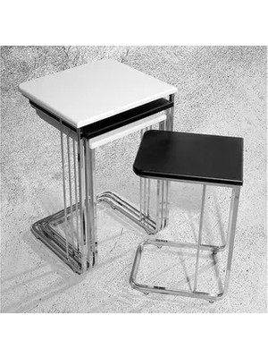 Vivense Vegas Zigon Sehpa, Dörtlü, Siyah Beyaz