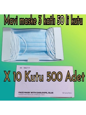 Montreal Maske Mavi Meltbown Filitreli 3 Katlı 50' Li Kutu (10 Paket) ( 1 Adet )