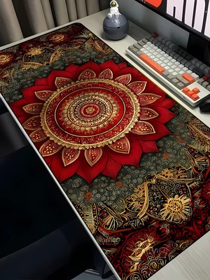 Charmbi Kızıl Lotus Mouse Pad – 40X90 Gaming Mousepad, Kaymaz Taban Büyük Oyuncu
