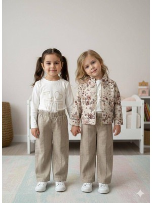 Ays Bebe Kapüşonlu Gabardin Müslin Pantolon Kız Çocuk 3'lü Takım