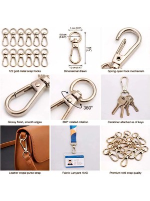 Metal Dönerli Papağan Kanca - 1 cm Çanta ve Anahtarlık Aparatı 20 Adet