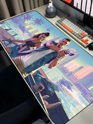 Charmbi Gta Vı Temalı 40X90 Mouse Pad Gaming Mousepad, Kaymaz Taban Büyük Oyuncu Pad