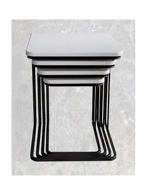 Vivense Vegas Zigon Sehpa, Siyah Ayaklı, Beyaz