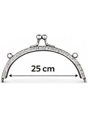 25 cm Oval Çanta Bursu Metal Çanta Kilidi - Çanta Yapım Aparatı, Makrome ve Örgü Çanta Için