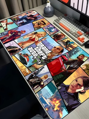 Charmbi Gta V Temalı 40X90 Mouse Pad Gaming Mousepad, Kaymaz Taban Büyük Oyuncu Pad