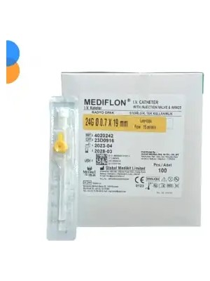 Montreal Mediflon Branül (Intraket) Sarı 24G 100 Lü Kutu ( 1 Adet )