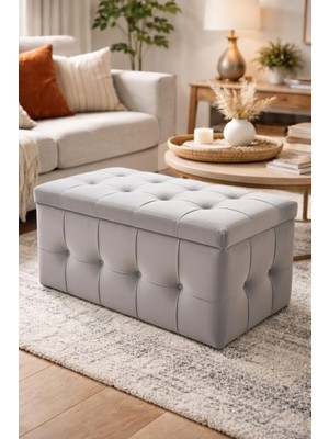 Kardelen Gri Sandıklı Puf