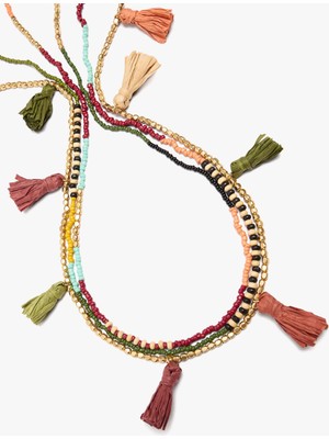 Parfois Çok Renkli Boncuklu Kolye Seti