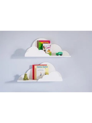 Vivense Dfn Wood Bulut Şekilli Ikili Kitaplık Duvar Rafı, Beyaz