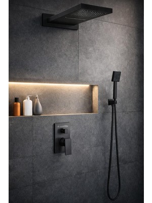 Mistillo Ankastre Duş Seti 3 Yönlü Yağmur Panel&Şelale 550x220 mm SUS 304 – Paslanmaz Pirinç Siyah