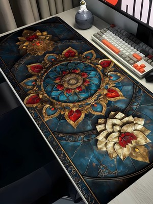 Charmbi Kızıl Gül Lotus Mouse Pad – 40X90 Büyük Gaming Mousepad, Kaymaz Taban Oyuncu