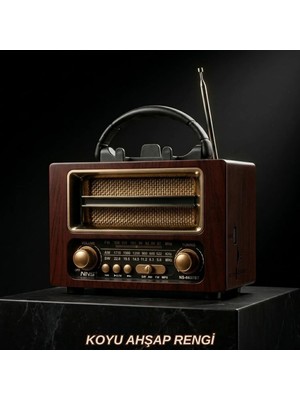 Dexxony Nostaljik Radyo Bluetoothlu Retro Hoparlör FM AM SW Taşınabilir Mini Radyo USB SD Kart Şarjlı Vintage Tasarım Telefon Tutuculu
