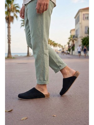 Zapatos JY0556 Ravn Bağcıksız Hakiki Süet Deri Erkek Günlük Mantar Taban Loafer Klasik Ayakkabı Hdmt - Siyah