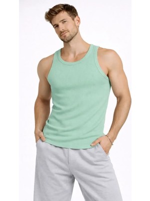 Secret Sita Erkek Fitilli Atlet Ifır Yaka Lim Fit Arka Baskılı Por Atlet  Int Yeşili