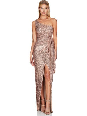 Hanife Glam Couture Hanife Glam Tek Omuz Zara Pupayet Işlemeli Abiye Elbise