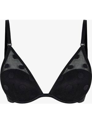Penti Siyah Dot Mesh Push Up Destekli Sütyen