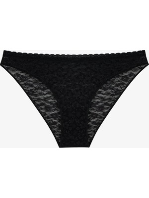 Penti Siyah Easy Lace Dantel V Model Slip Külot