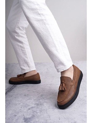 Zapatos SLW153 Bloom Bağcıksız Püsküllü Cilt Erkek Günlük Spor Klasik Ayakkabı Cst - Taba