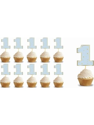 Deha Parti Kürdan 1 Yaş Mavi 10 Parça Doğum Günü Süsleme Parti Malzemesi Süsleme