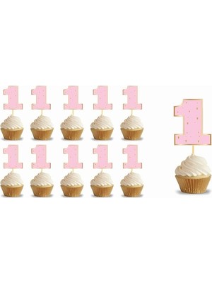 Deha Parti Kürdan 1 Yaş Pembe 10 Parça Doğum Günü Süsleme Parti Malzemesi Süsleme