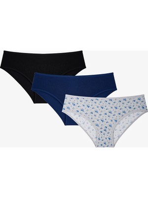 Penti Renkli Azure 3'lü Pamuklu Cover Slip Külot