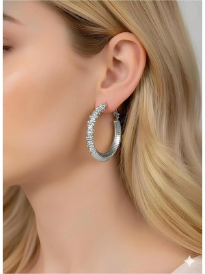 Bontexs Kadın Klipsli Tırtıklı Halka Küpe