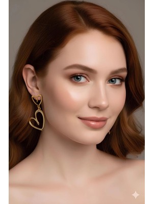 Bontexs Kalp Küpe Paslanmaz Çelik Gold Renk